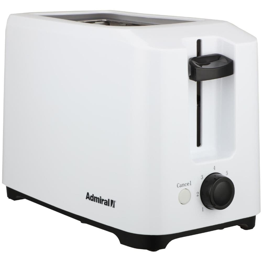 Admiral 2 Slice Toaster Chrome Lever Anti Jam Adjustable Browning 800W White - Modern Electronics