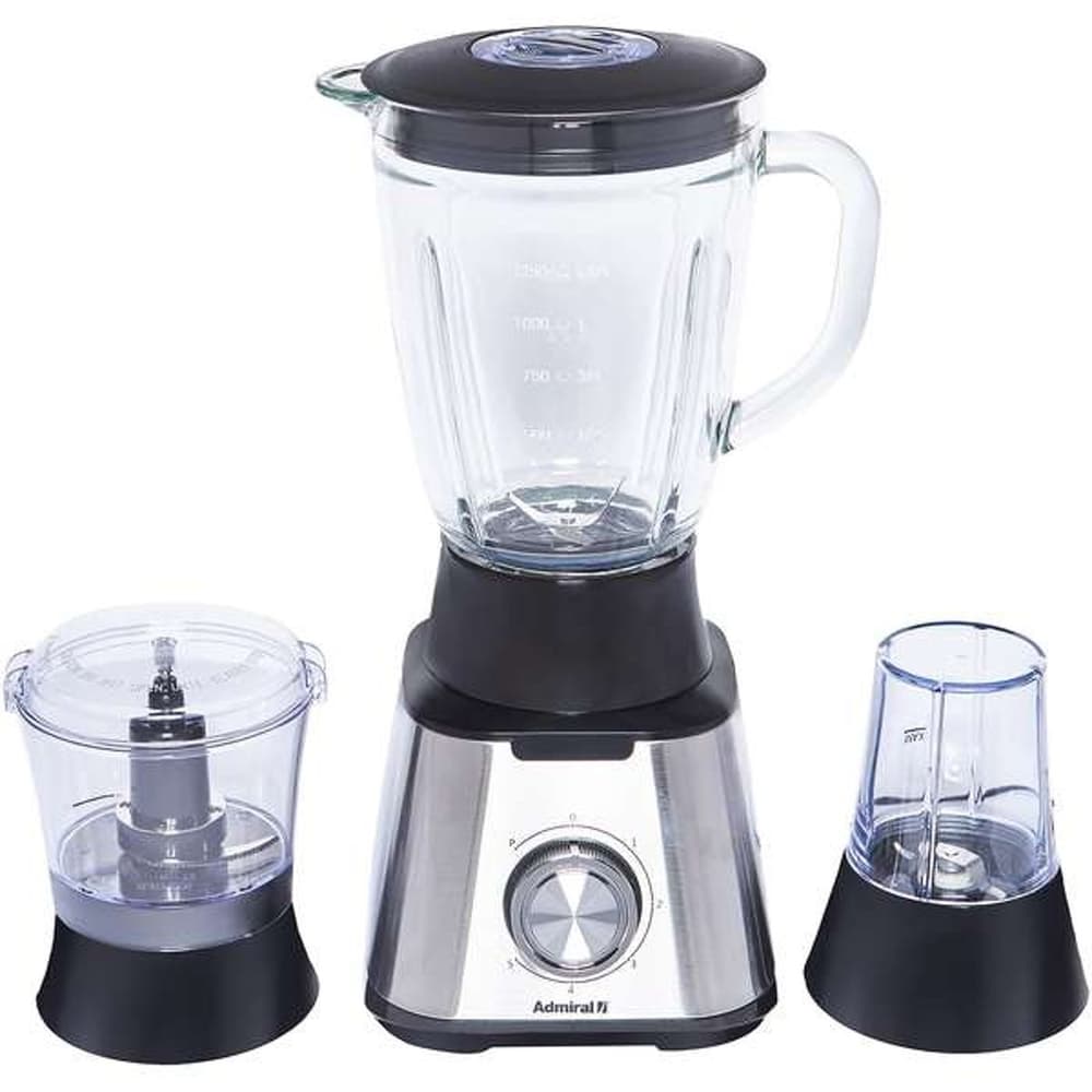 Admiral Blender 1.5L Glass Black Silver 5 Speeds  Pulse Grinder & Chopper - Modern Electronics