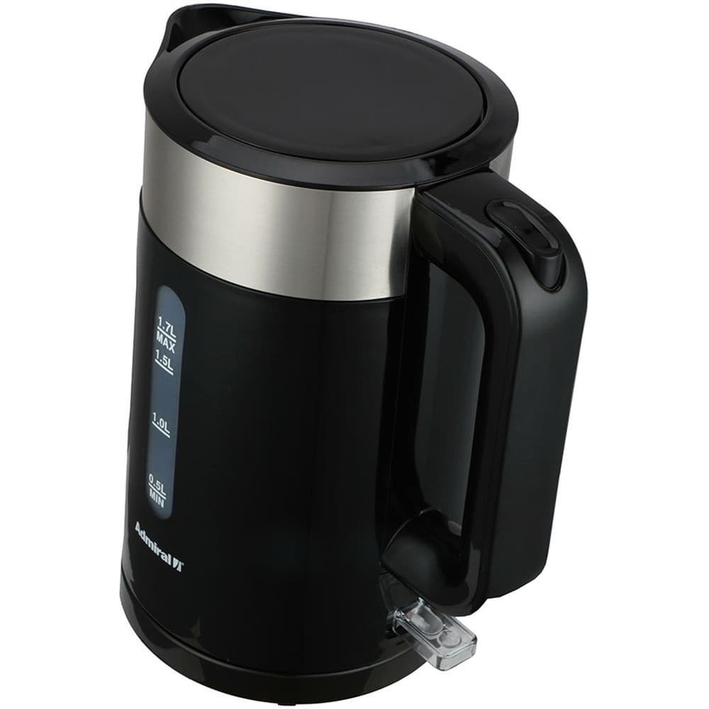 Admiral Black Plastic Kettle 1.7L Capacity 2200W Power Modern Electronics