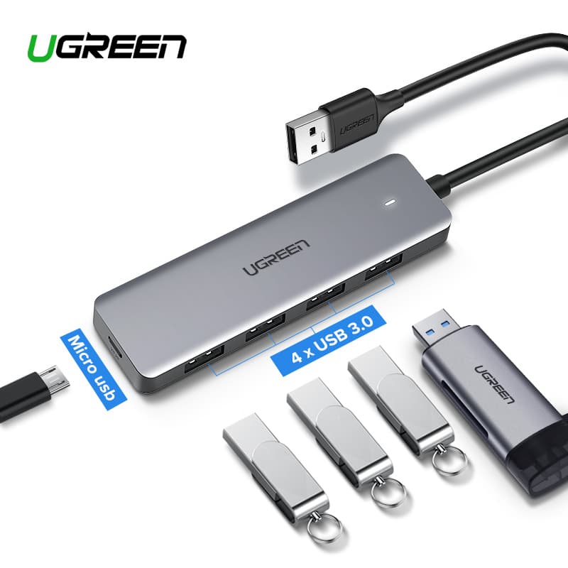 يوجرين محوّل منفذ USB-C 3.0 بأربعة منافذ ومزود بطاقة USB-C - Modern Electronics