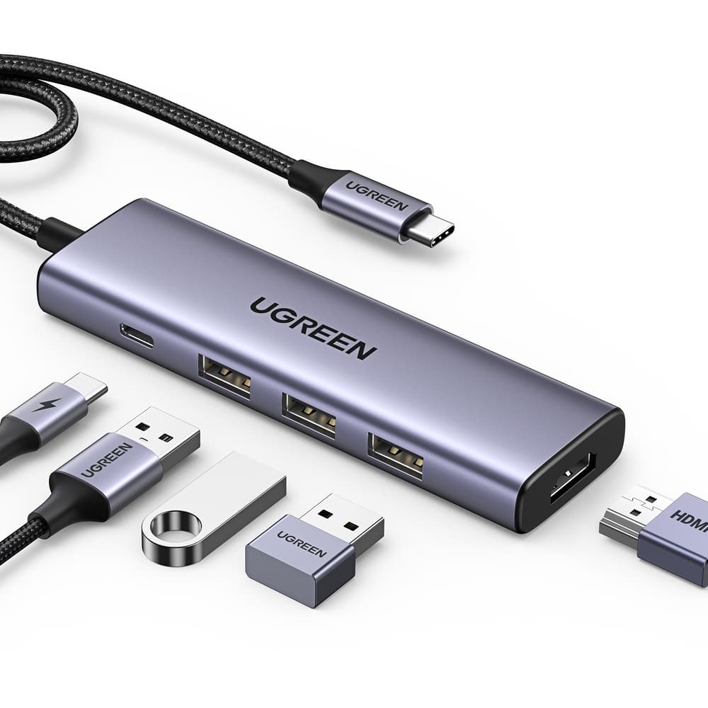 يوجرين محول USB-C إلى HDMI + 3 منافذ USB 3.0 A + PD Power - Modern Electronics