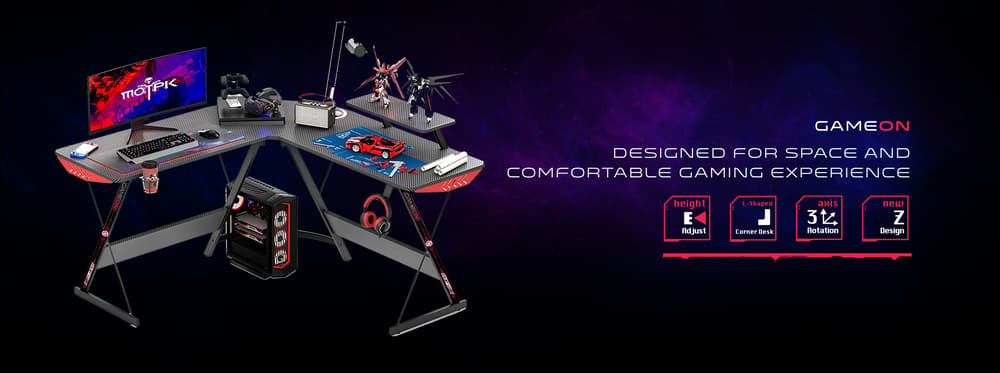 GAMEON L Shaped SLAYER I Series Gaming Desk - Modern Electronics