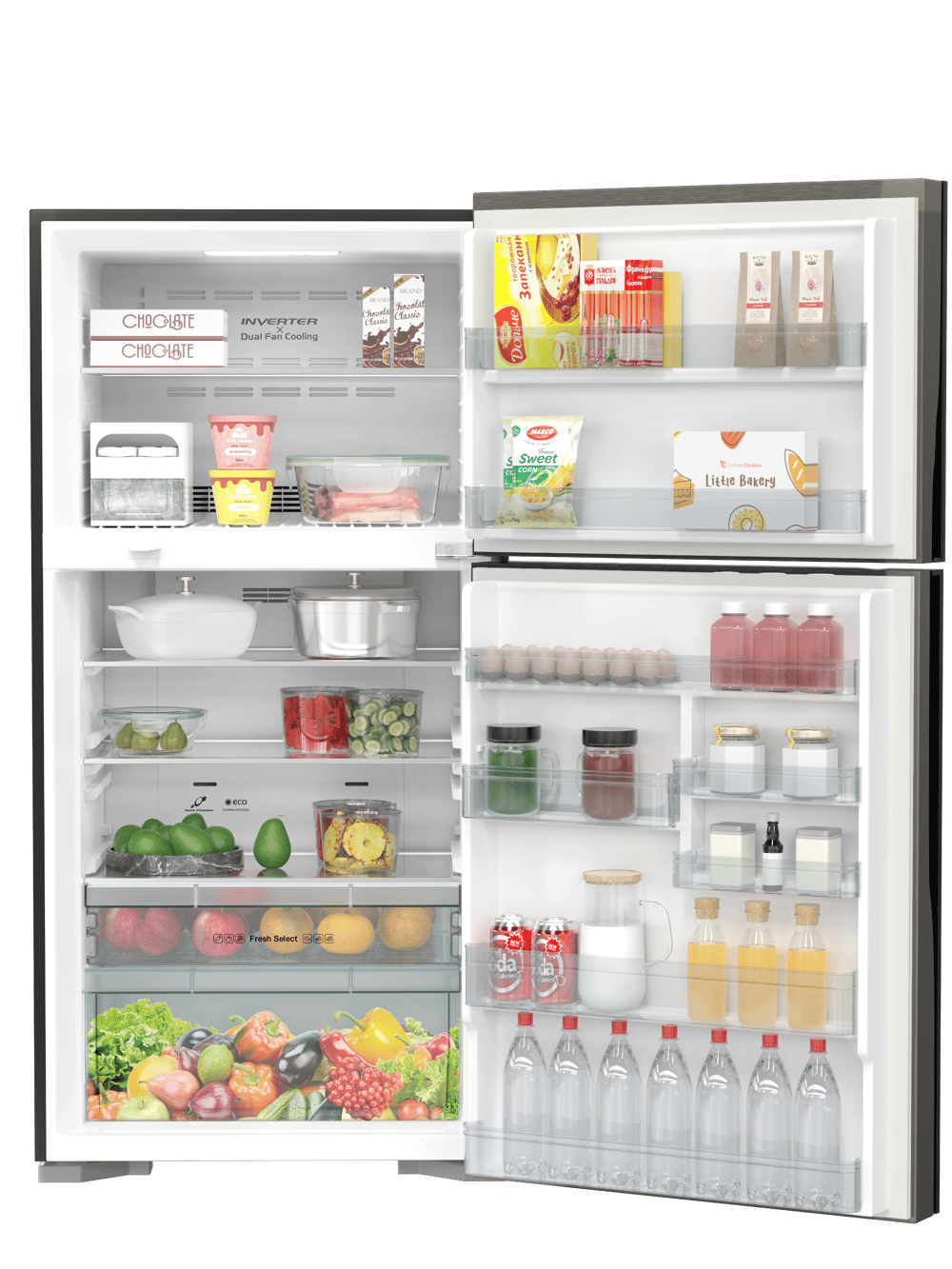 Hitachi Refrigerator HRTN8565DFPSVSA double door 18 Cu| Silver  - Modern Electronics