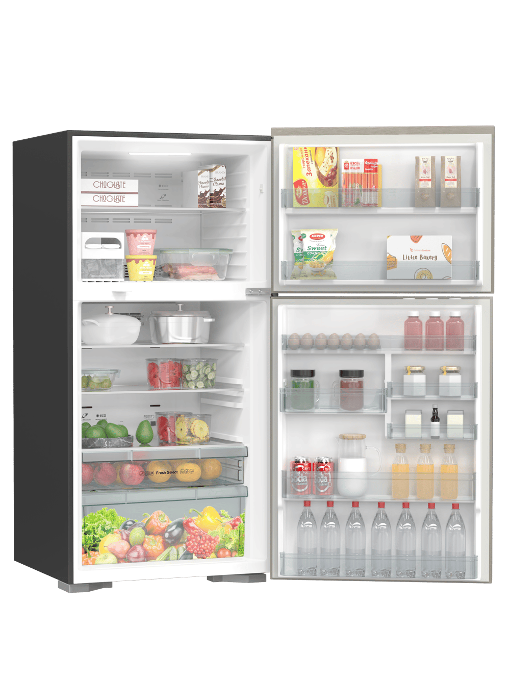 Hitachi Refrigerator HRTN8565DFPSVSA double door 18 Cu| Silver  - Modern Electronics