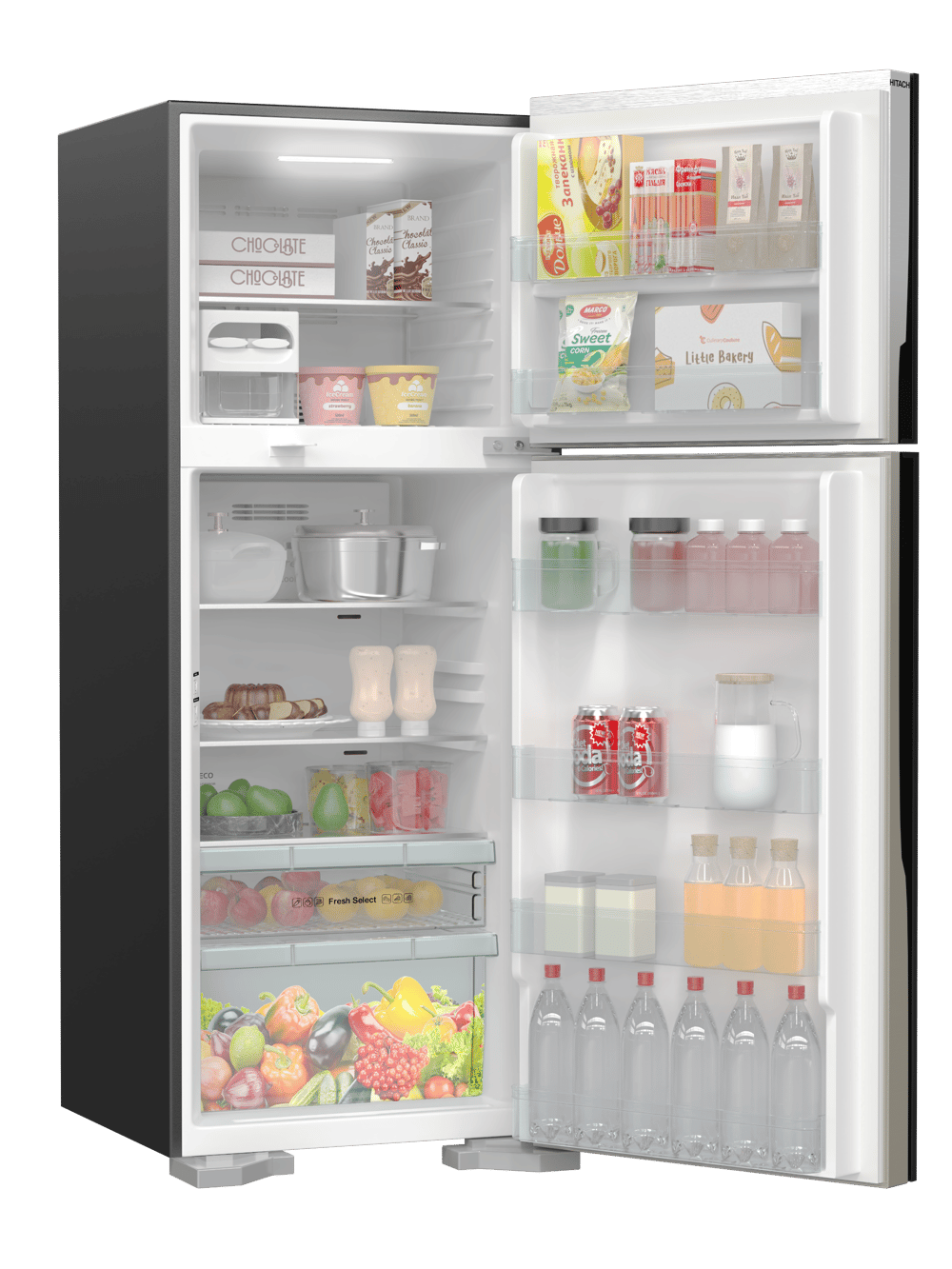 Hitachi HRTN7489DFPSVSA double door refrigerator 15.9 Cu |Silver - Modern Electronics