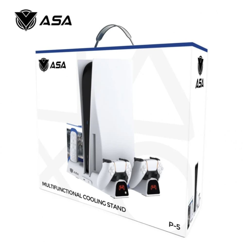ASA PS5 Stand with 2 Cooling Fans | Dual Fast Charging Station for PS5 Console with Game Storage PS5 Accessories Vertical Stand - Modern Electronics