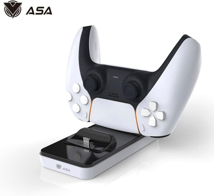 ASA Controller Charging Station for PS5 Dualsense | ASA Dual Fast Controller Charger Compatible with Playstation 5 Controller - White - Modern Electronics