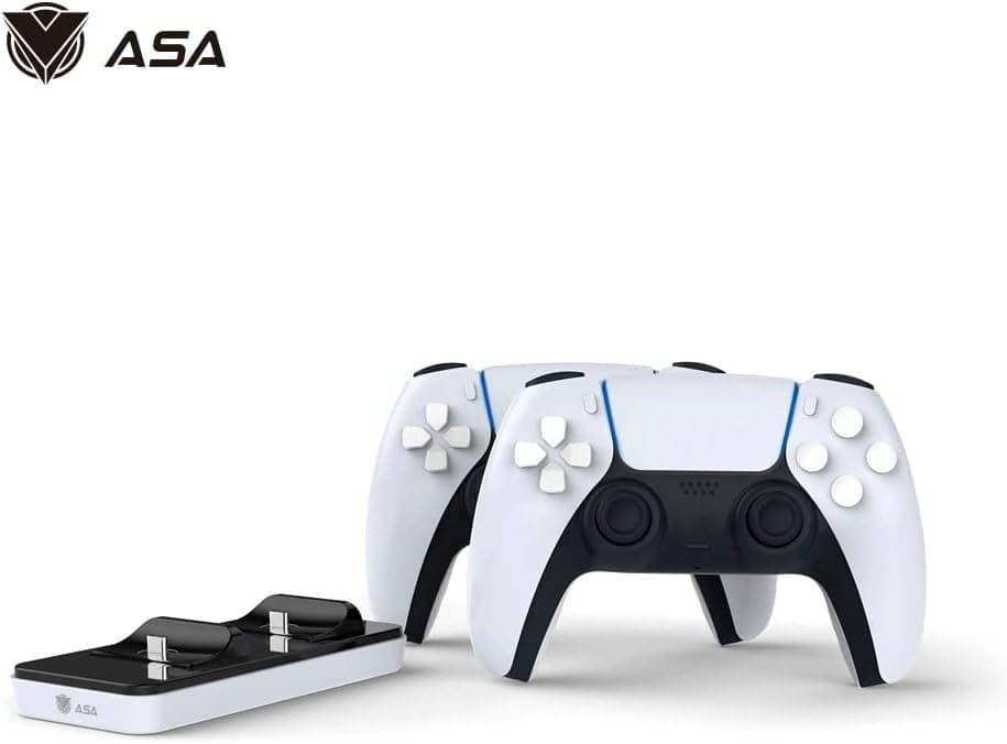 ASA Controller Charging Station for PS5 Dualsense | ASA Dual Fast Controller Charger Compatible with Playstation 5 Controller - White - Modern Electronics