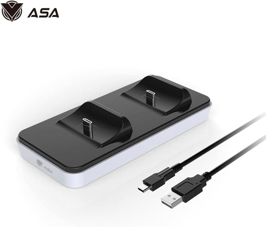 ASA Controller Charging Station for PS5 Dualsense | ASA Dual Fast Controller Charger Compatible with Playstation 5 Controller - White - Modern Electronics