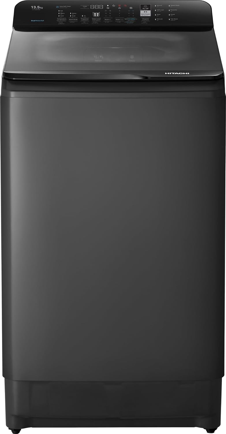 Hitachi 10.5KG Top Load Washing Machine | Fully Automatic | Dual Waterfall | Air Jet Dry | Hand Wash Mode | Auto Self Clean - Dark gray - Modern Electronics