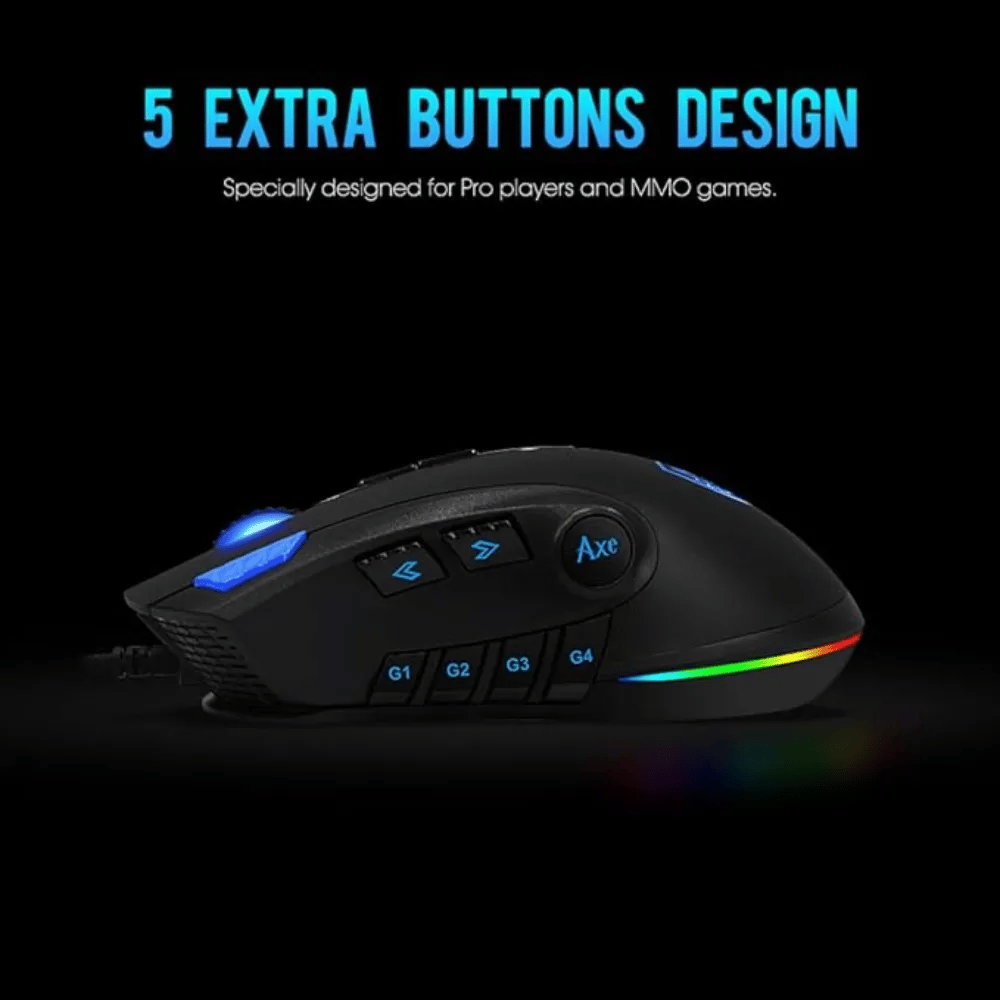 SADES SA-S12 AXE Wired Gaming Mouse|12 Programmable Buttons and RGB backlit |Black - Modern Electronics