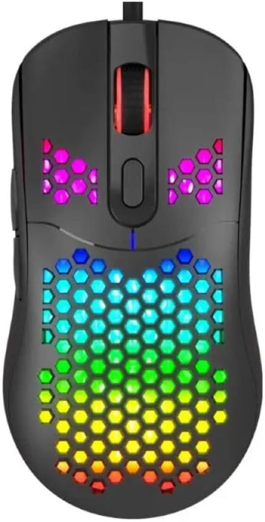 Marvo G925 Gaming Mouse Honeycomb Shell and RGB - Black - Modern Electronics