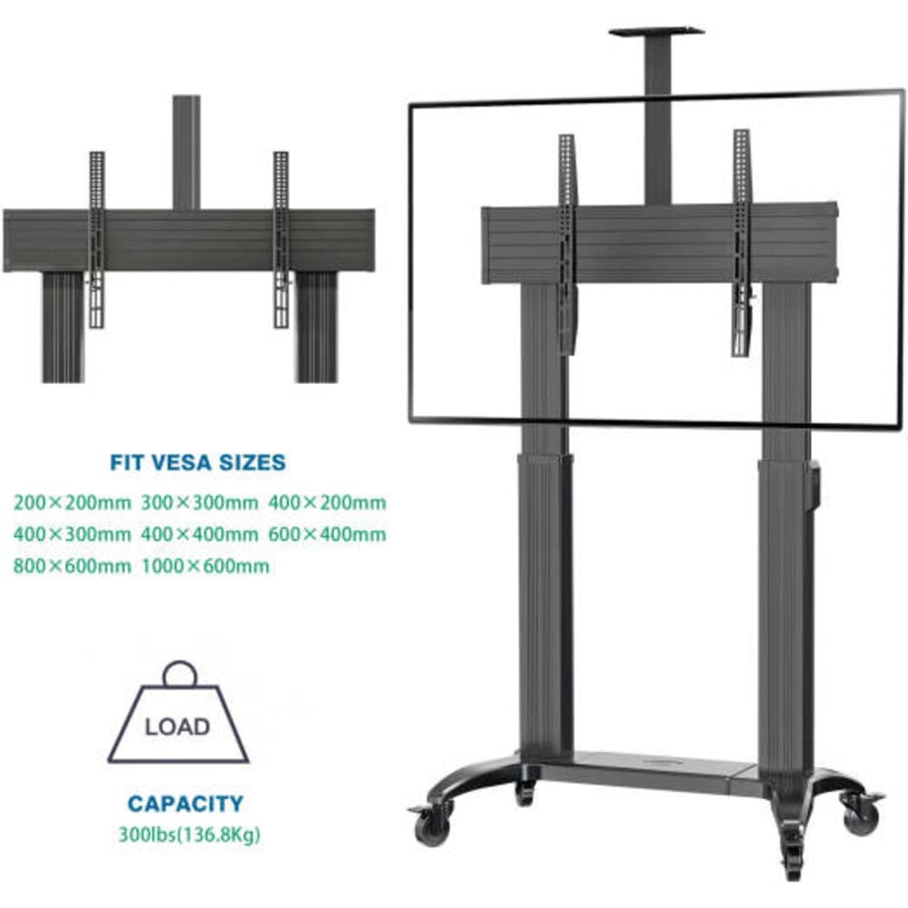 NB TW100 Support TV Size 75-110 inch Motorized Heavy Duty Pro Mobile Cart - Modern Electronics