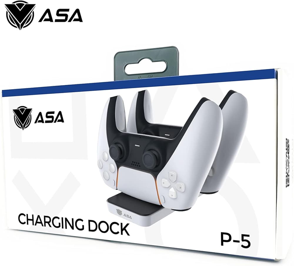 ASA Controller Charging Station for PS5 Dualsense | ASA Dual Fast Controller Charger Compatible with Playstation 5 Controller - White - Modern Electronics