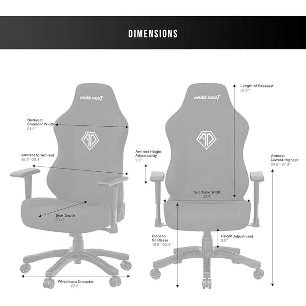 Andaseat Phantom 3 Gaming Chair L | Fabric Black - Modern Electronics