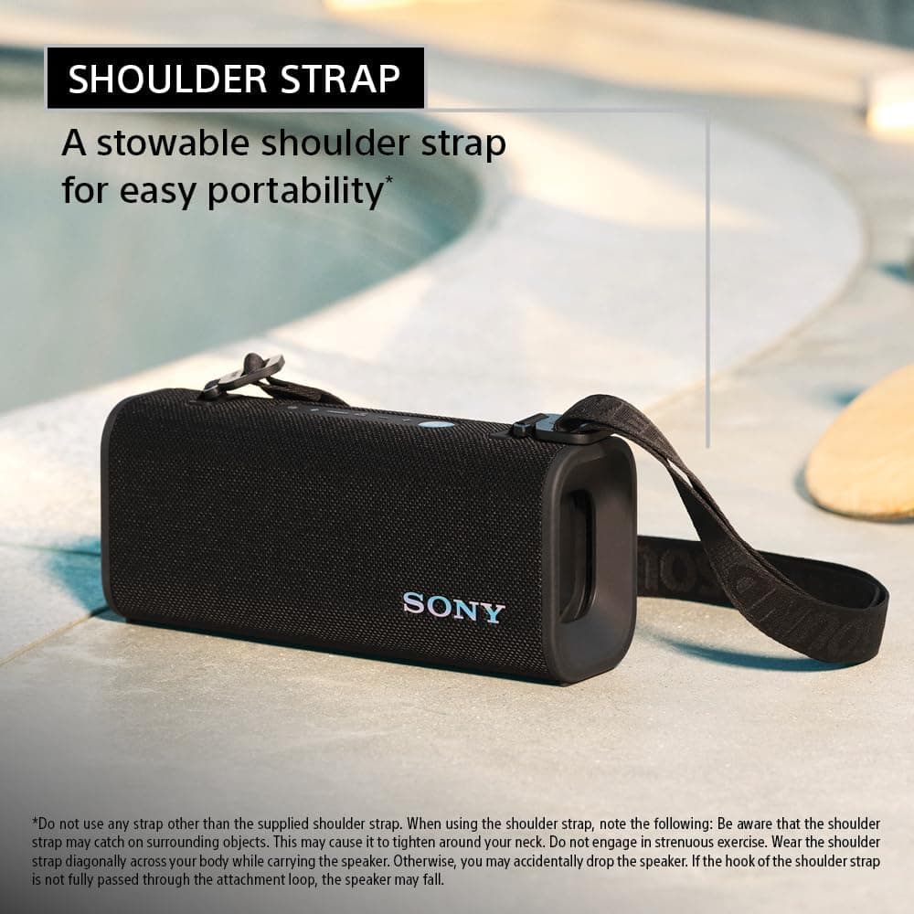 Sony ULT Field 3 Wireless Portable Bluetooth Speaker, IP67 Waterproof, Dustproof, Rustproof, and Shockproof with Enhanced Bass, 24 Hour Battery and Shoulder Strap SRSULT30B - Black - Modern Electronics