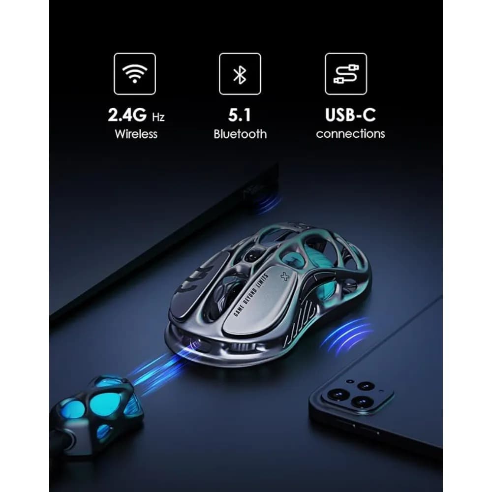 GravaStar Mercury M1 Pro Wireless Gaming Mouse | PAW3395 sensor|26000 DPI High-Resolution Sensitivity|Gunmetal Grey - Modern Electronics