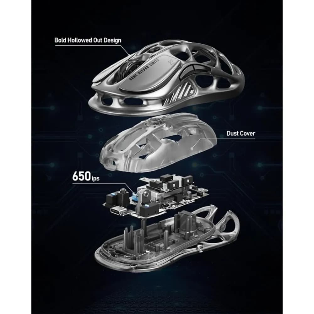 GravaStar Mercury M1 Pro Wireless Gaming Mouse | PAW3395 sensor|26000 DPI High-Resolution Sensitivity|Gunmetal Grey - Modern Electronics