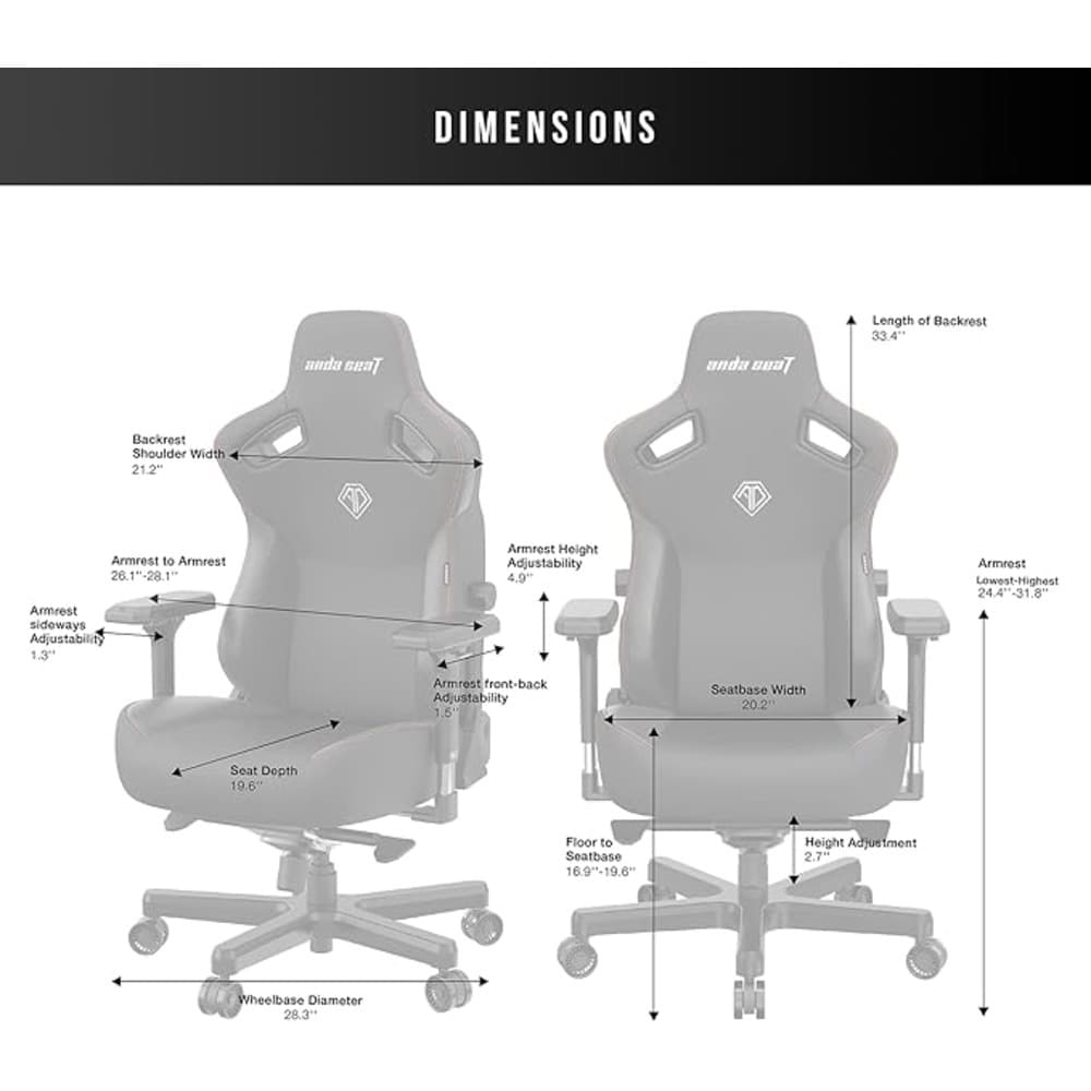 Andaseat Kaiser 3 Series Premium Gaming Chair Large | PVC Black - Modern Electronics
