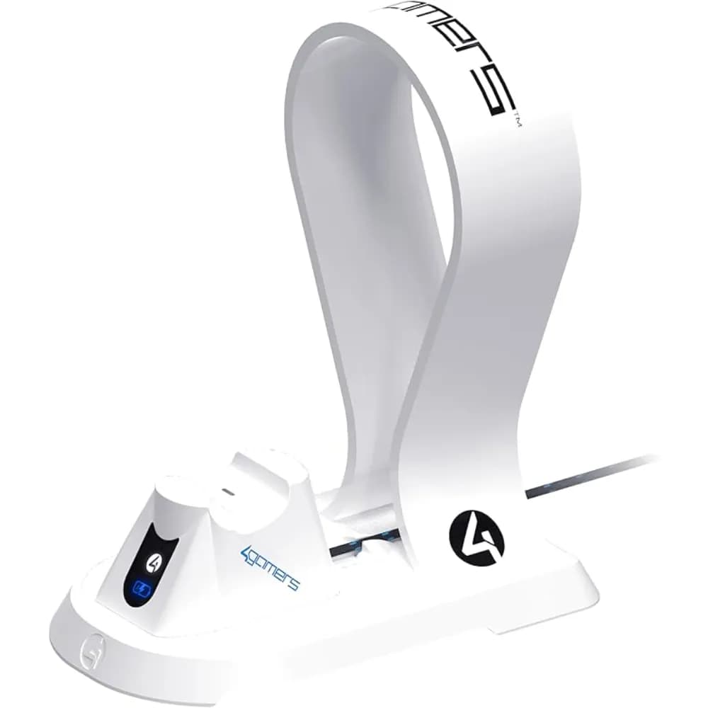 4Gamers SP-C60 V Charging Station with Headset Stand for PlayStation 5 - White - Modern Electronics