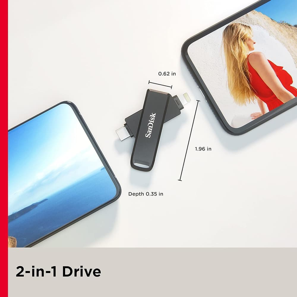 Sandisk Ixpand Flash Drive Luxe 256Gb UsbC and Lightning - For Iphone Ipad Mac Usb TypeC Devices Including Android - Modern Electronics