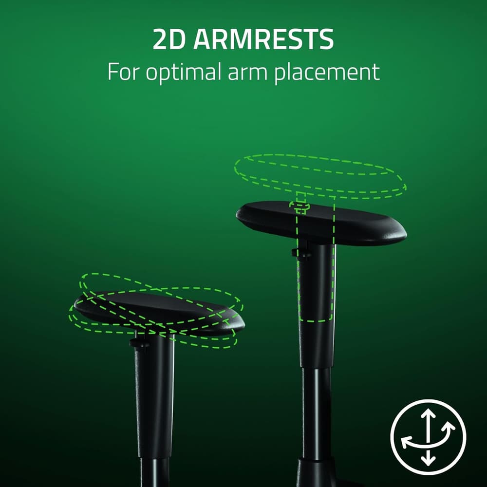 Razer Iskur V2 X Ergonomic Gaming Chair: Built-in Lumbar Support, Widened Seat Base, High Density Foam Cushions, Adjustable 152 Degree Recline, 2D Armrests, Plush Fabric Finish - Black - Modern Electronics