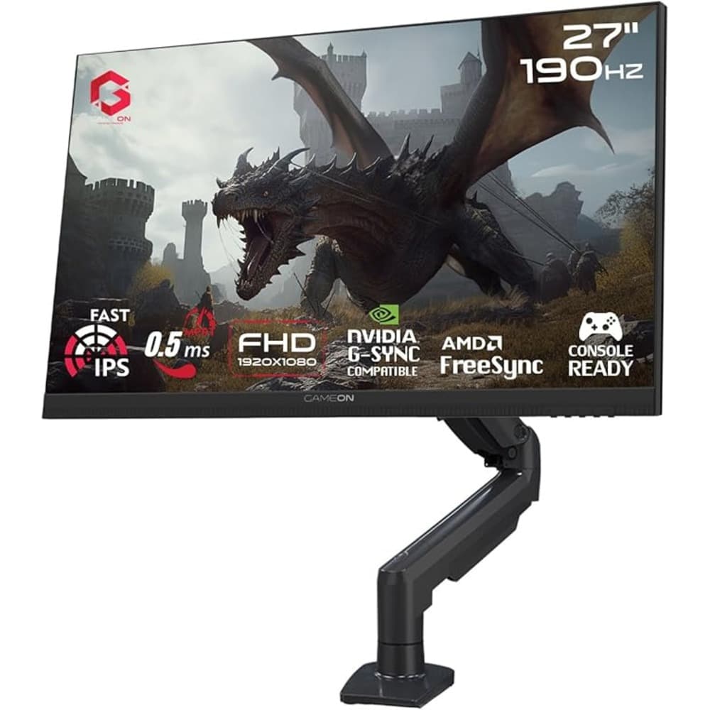 GAMEON GOM27FHD190IPSX Midnight Pro X Series 27 Inch FHD|190Hz|MPRT 0.5ms|Fast IPS Gaming Monitor Support PS5 with Stand|Black - Modern Electronics