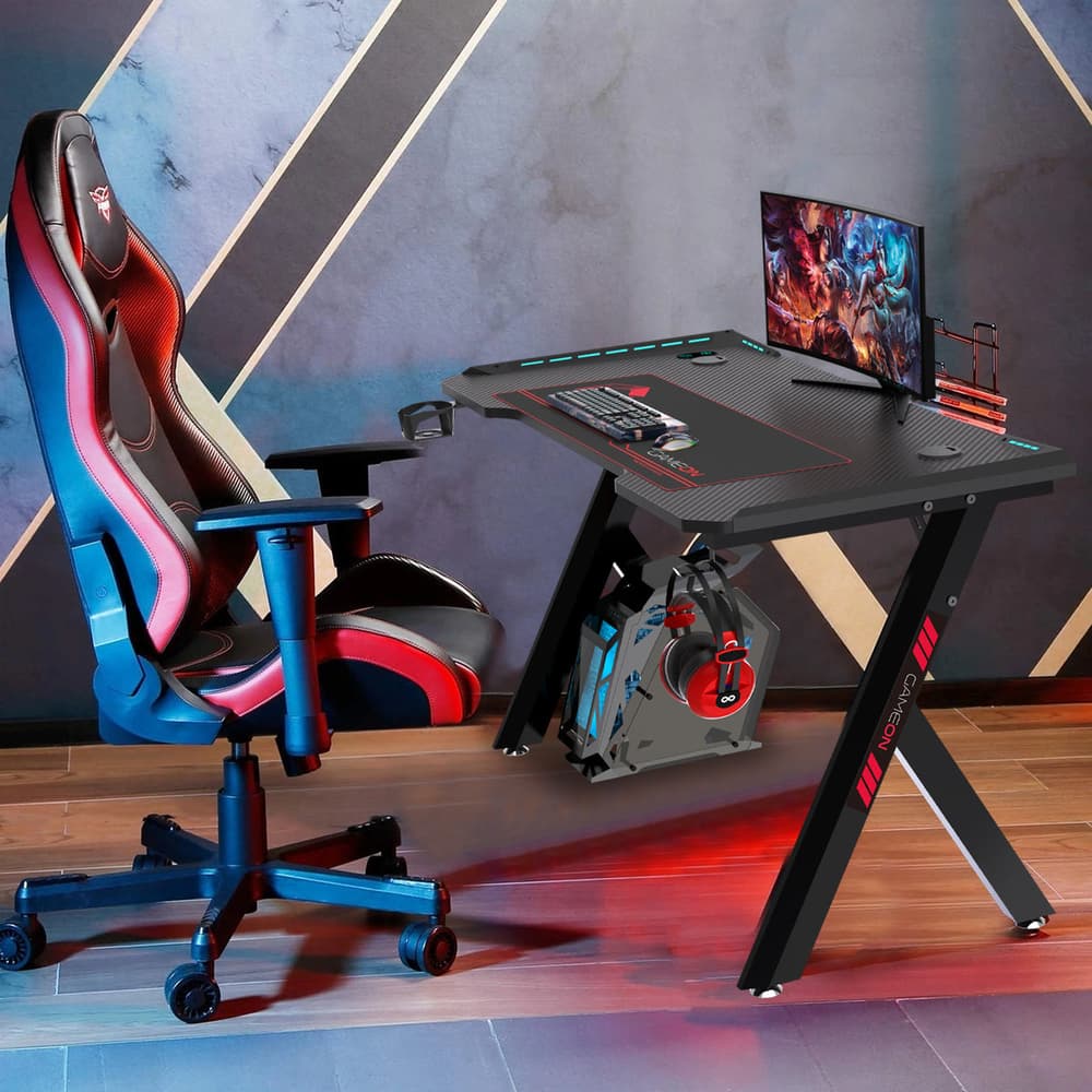 GAMEON Hawksbill Series RGB Flowing Light Gaming Desk - Modern Electronics