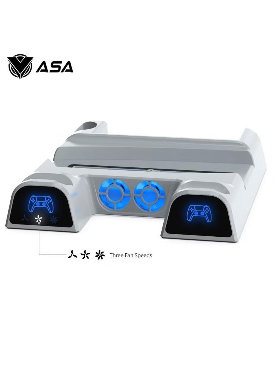 ASA PS5 Stand with 2 Cooling Fans | Dual Fast Charging Station for PS5 Console with Game Storage PS5 Accessories Vertical Stand - Modern Electronics