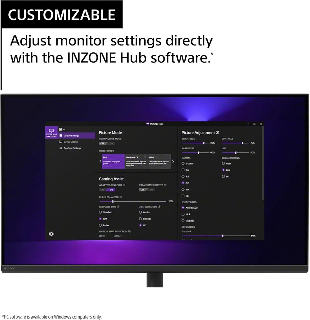 Sony INZONE M9 II 27 inch 4K UHD 160Hz Full Array LED 1ms GtG NVIDIA GSYNC Gaming Monitor  SDM-27U9M2 Black - Modern Electronics