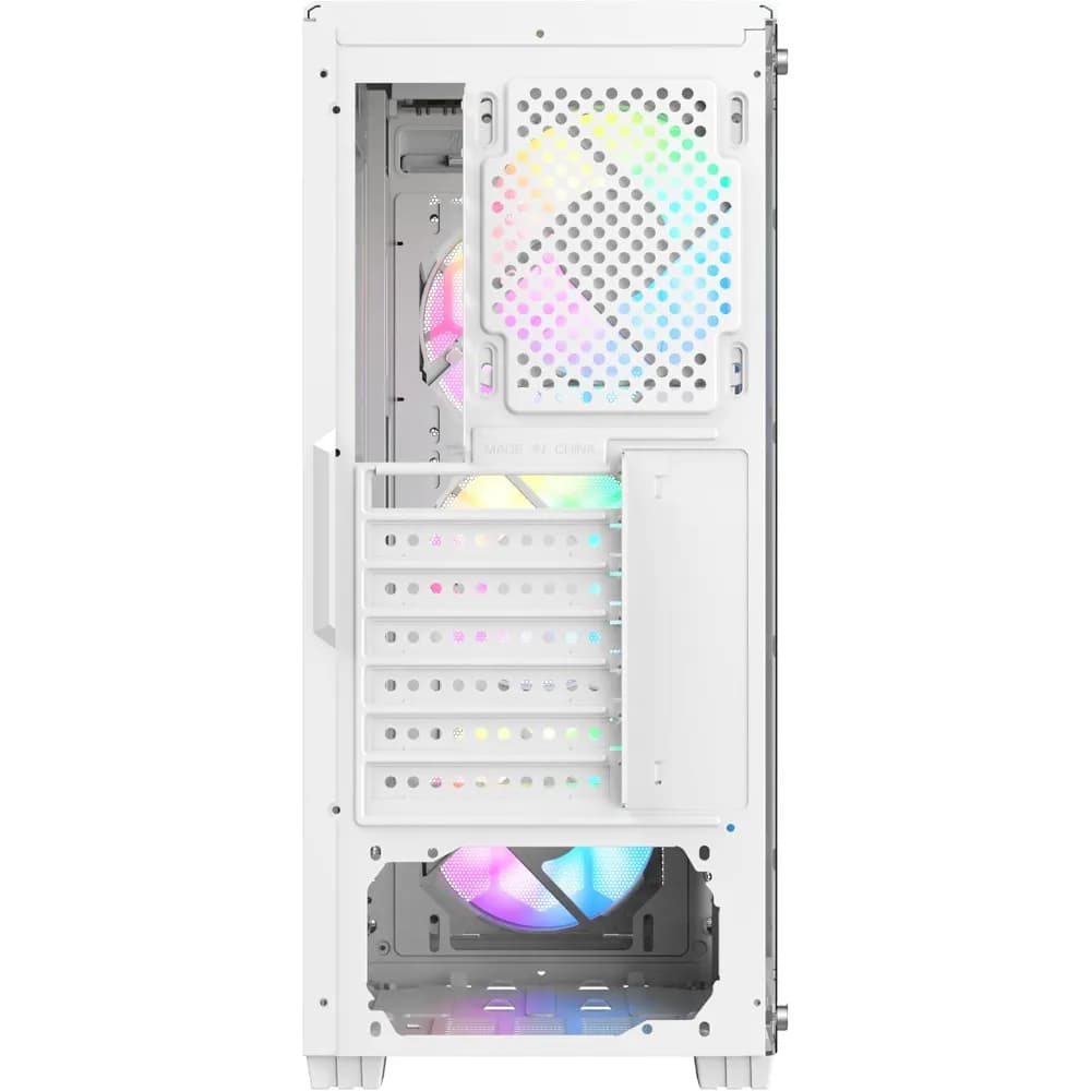 SHARX RAZORFIN ARGB ATX PC Case With Front Mesh Panel (R-200W) |4 x 120mm Pre-Installed Fans| Remote Controller|Glass Side Panel|Ports Type C |1 / USB3.0 |1 / USB2.0 |2 / Buttons: Power |Reset |LED - Modern Electronics