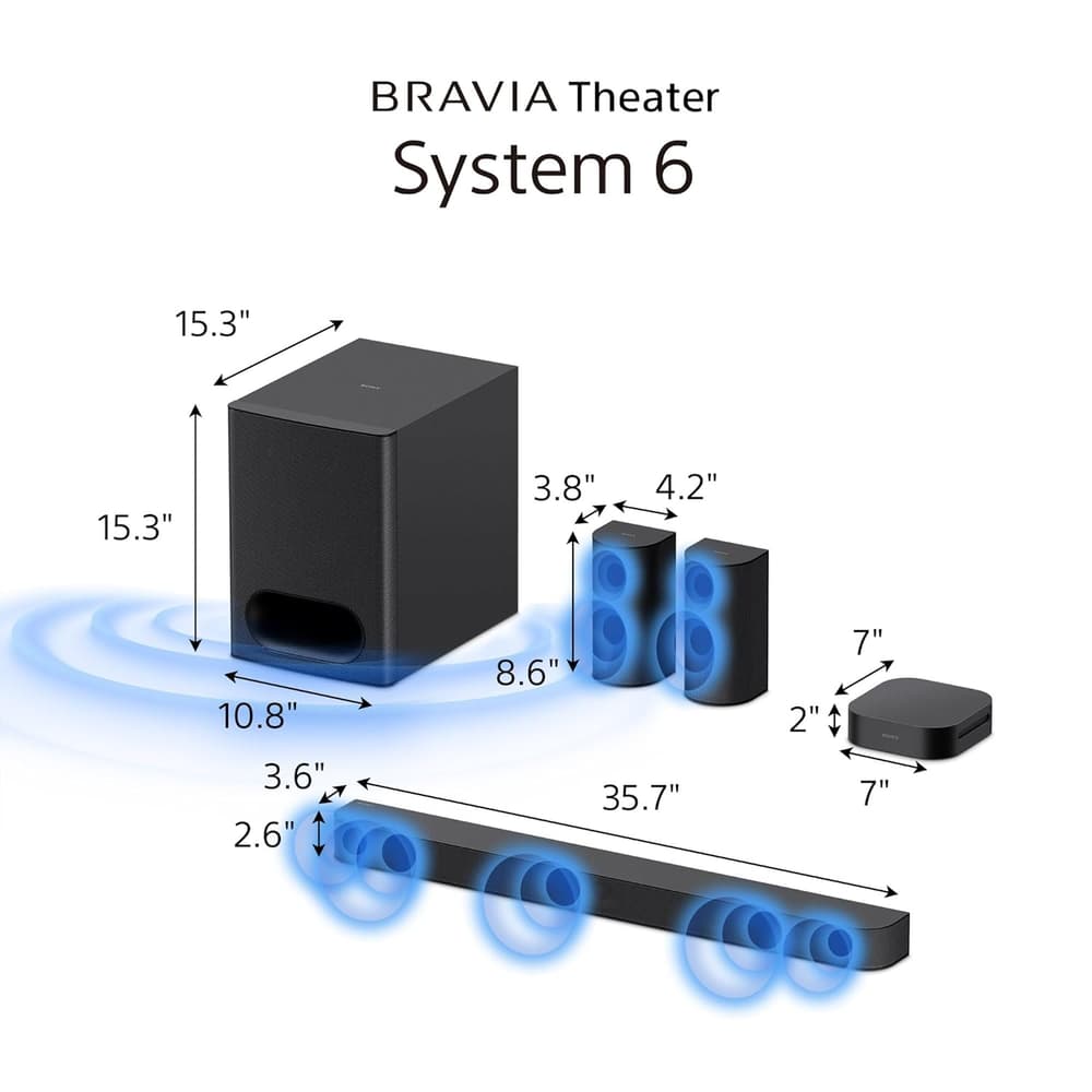 BRAVIA Theatre System 6 HT-S60 | نظام مسرح منزلي 5.1 قناة | إجمالي خرج القدرة 1000 واط | Dolby Atmos®/DTS:X® - Modern Electronics
