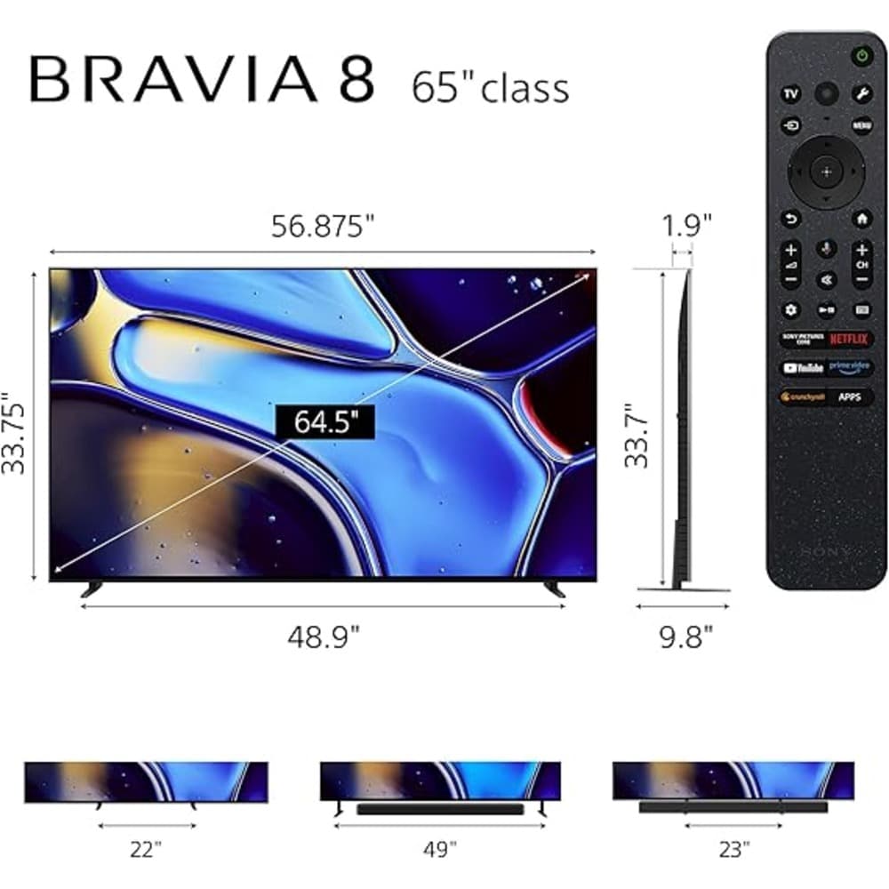 سوني تلفزيون برافيا 8 سمارت 65 بوصة أوليد بدقة 4 كيه UHD مع تقنية دولبي فيجن ,اتش دي آر , موديل 2024 - Modern Electronics