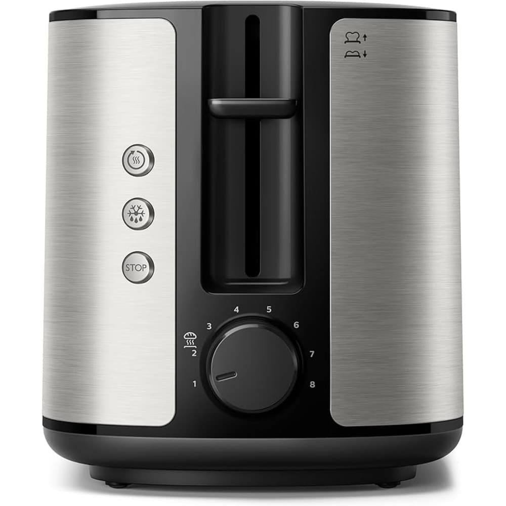 Philips Toaster|950W|Bun Warmer|8 Settings|Auto-shut Off|Two Wide Slots|Stainless Metal/Black - Modern Electronics