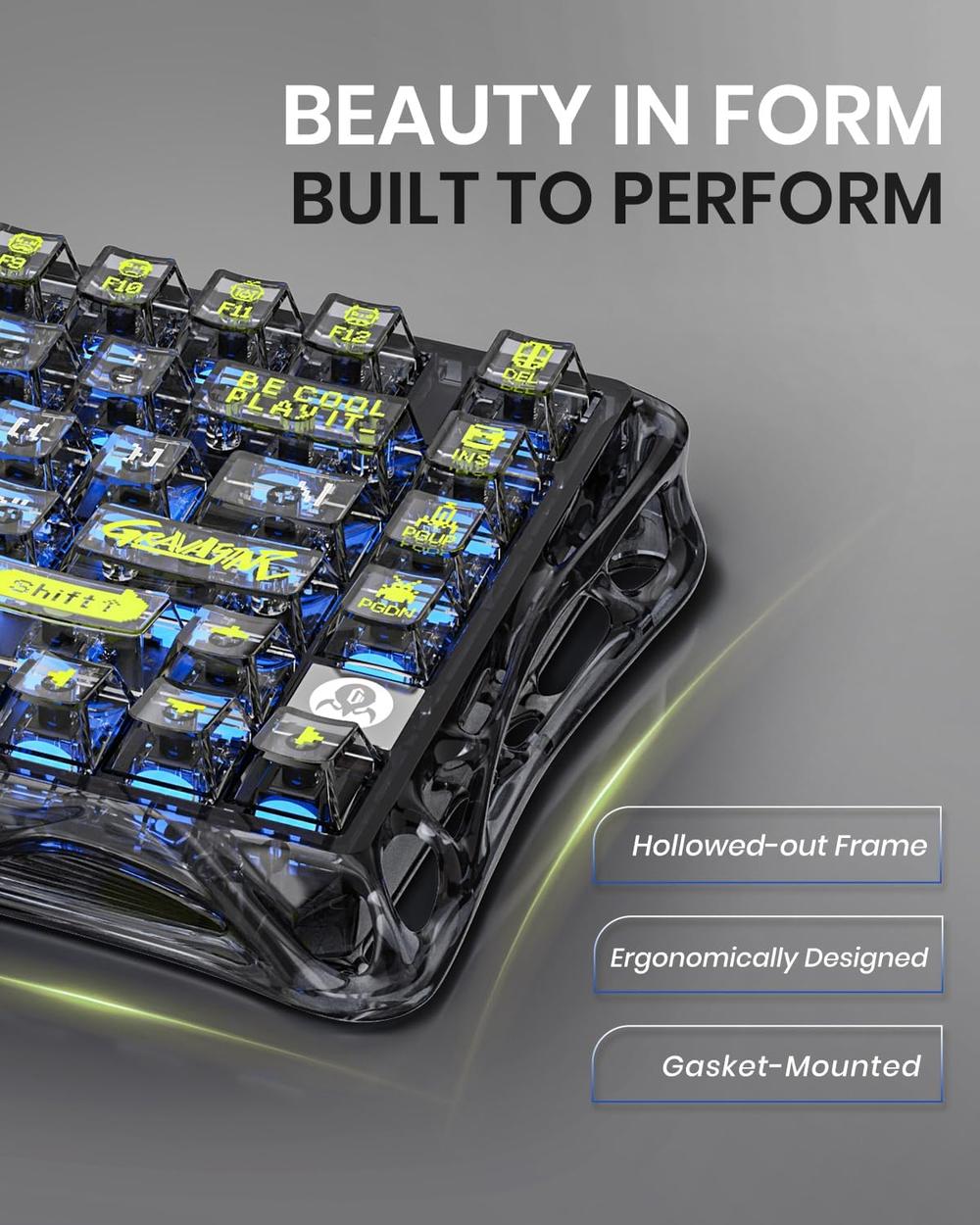 GravaStar Mercury K1 Lite Mechanical Gaming Keyboard - Transparent Black - Modern Electronics