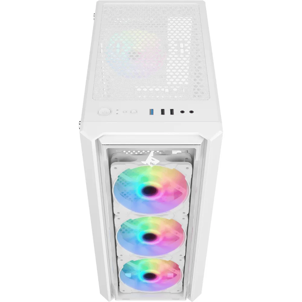 SHARX STRIKER ARGB ATX PC Case With Front Mesh Panel (S-200W)| 4 x 120mm Pre-Installed Fans | Remote Controller| Glass Side Panel |Ports Type C |1 / USB3.0 | 1 / USB2.0 | 2 / Buttons: Power |Reset |LED - Modern Electronics