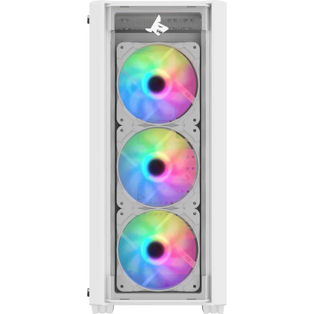 SHARX STRIKER ARGB ATX PC Case With Front Mesh Panel (S-200W)| 4 x 120mm Pre-Installed Fans | Remote Controller| Glass Side Panel |Ports Type C |1 / USB3.0 | 1 / USB2.0 | 2 / Buttons: Power |Reset |LED - Modern Electronics