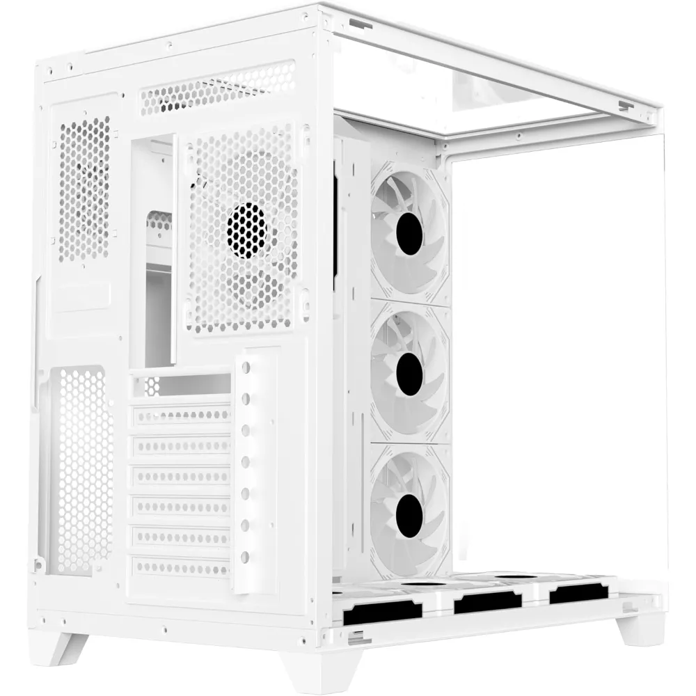 SHARX PROFIN ATX Min-Tower Gaming PC Case (GX700-W)|7X 120mm Pre-Installed ARGB Fans | Controller|Tempered Glass| I/O (Ports Type C | 1 / USB3.0 | 1 / USB2.0 | 2 / Buttons Power|Reset)|White - Modern Electronics