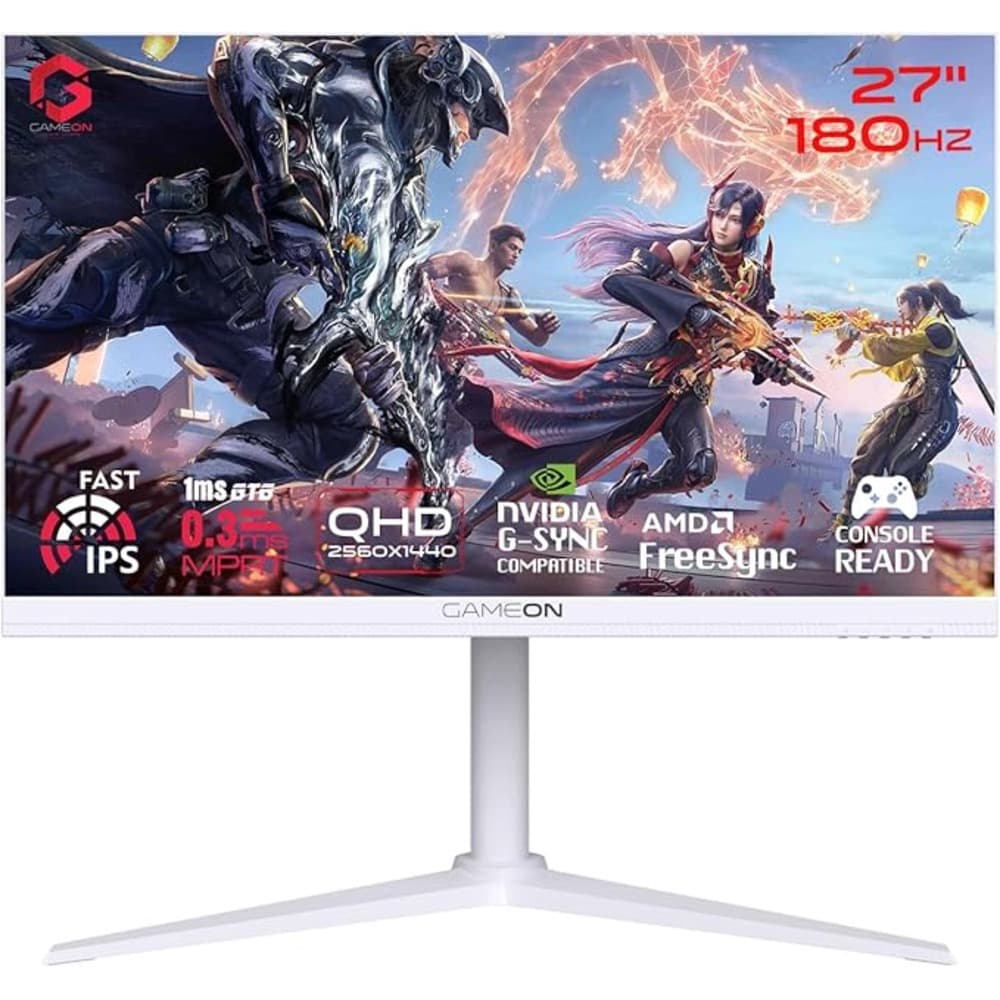 GAMEON GOA27QHD180IPS Artic Pro Series 27Inch QHD|180Hz|MPRT 0.3ms|Fast IPS Gaming Monitor Support PS5|White - Modern Electronics