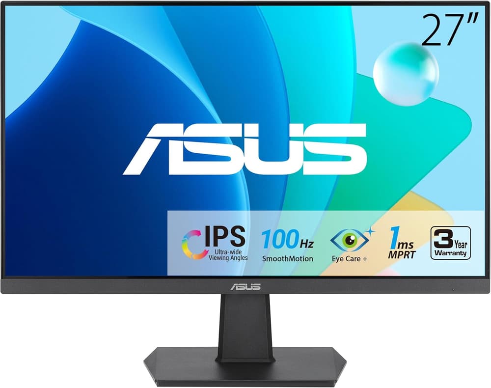 Asus 27 inch VA27EHF LED Gaming Monitor | Full HD 1080p | 1ms | 100Hz | Dynamic Action Sync | Frameless Design - Black - Modern Electronics