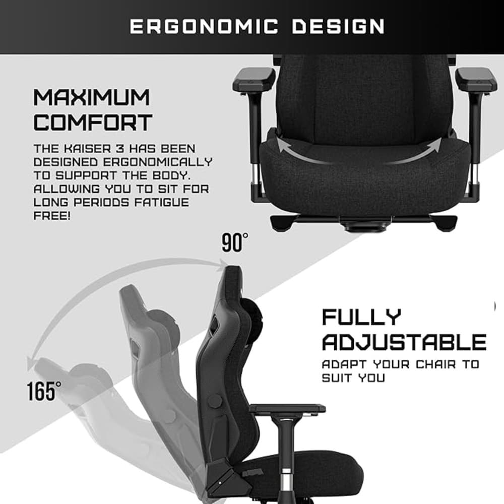 Andaseat Kaiser 3 Large Premium Ergonomic Gaming and Office Chair with Magnetic Memory Foam Neck Pillow Support|Fabric Gray - Modern Electronics