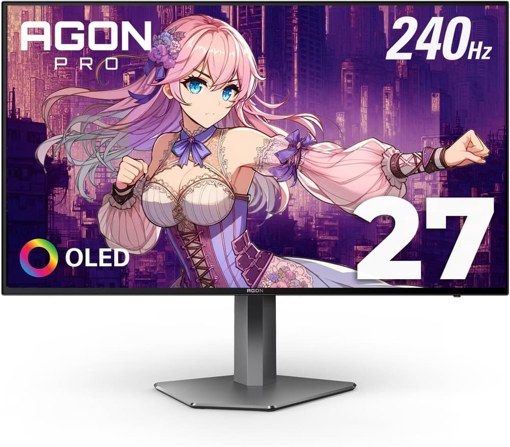 AG276QZD AOC AGON برو شاشة كمبيوتر العاب 27 بوصة 2K كيو اتش دي 2560x1440 اتش دي ار 10 تقنية العرض OLED معدل التحديث 240 هيرتز سرعة الاستجابة 0.01 ملي ثانية تقنية المزامنة انفيديا جي سينك إضاءة محيطة استناد قابل للتعديل - اسود / رمادي - Modern Electronics