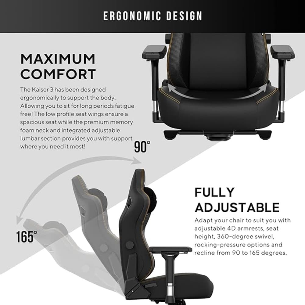 Andaseat Kaiser 3 Series Premium Gaming Chair Large | PVC Black - Modern Electronics