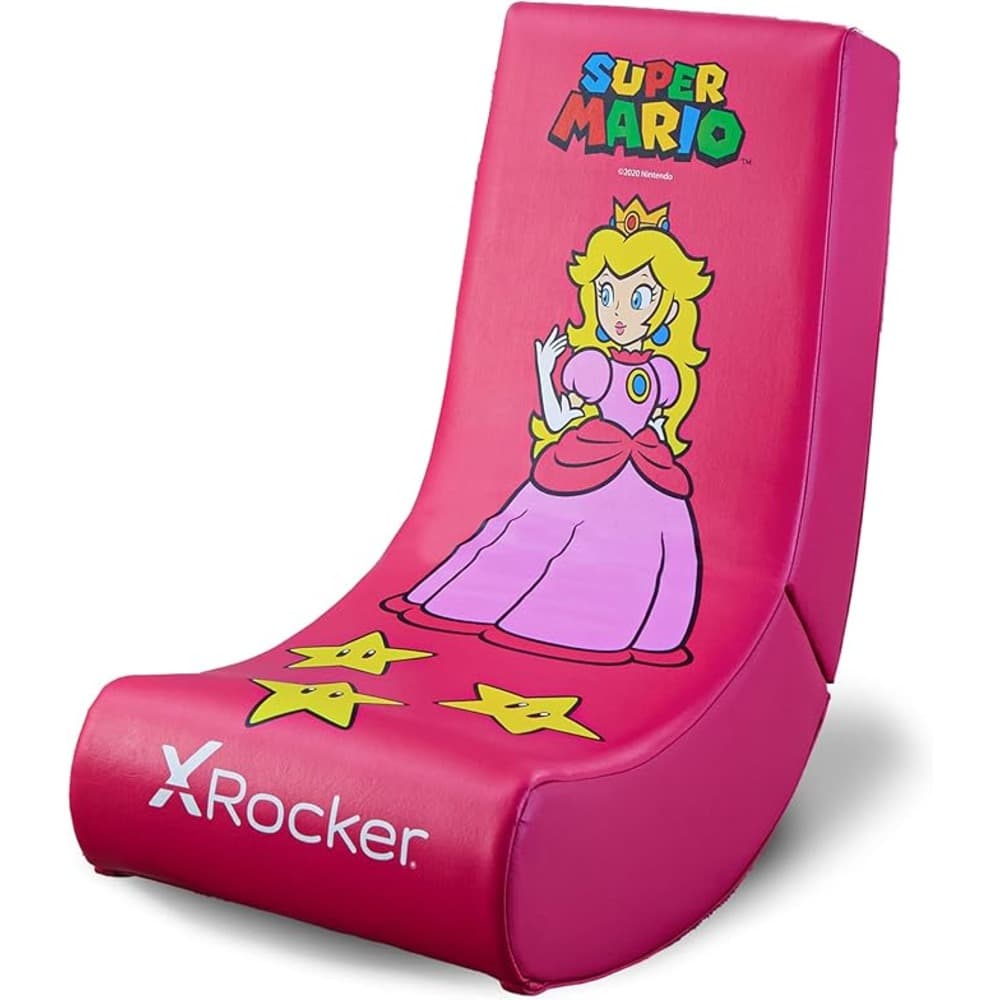 X Rocker Super Mario All-Star Floor Rocker Peach| Nintendo Gaming Chair|foldable|Faux Leather|Pink - Modern Electronics