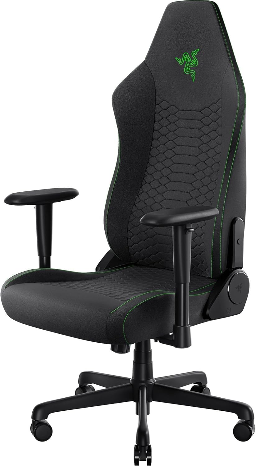 Razer Iskur V2 X Ergonomic Gaming Chair: Built-in Lumbar Support, Widened Seat Base, High Density Foam Cushions, Adjustable 152 Degree Recline, 2D Armrests, Plush Fabric Finish - Black - Modern Electronics