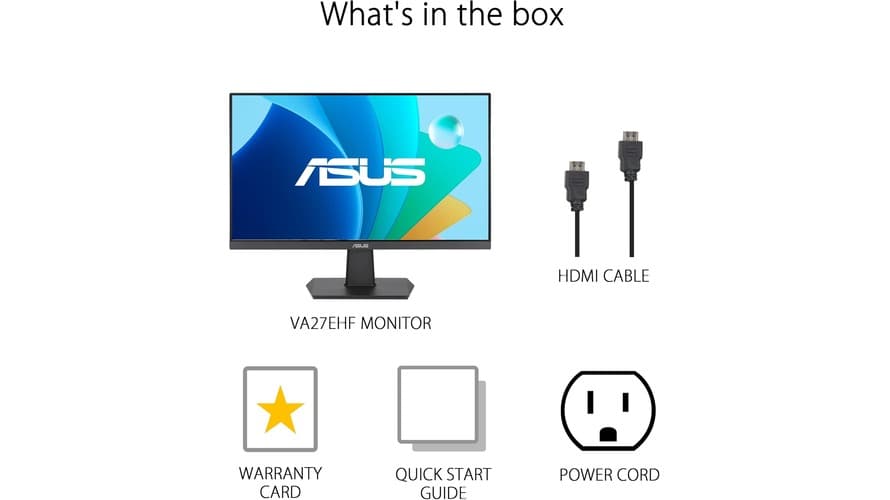 Asus 27 inch VA27EHF LED Gaming Monitor | Full HD 1080p | 1ms | 100Hz | Dynamic Action Sync | Frameless Design - Black - Modern Electronics