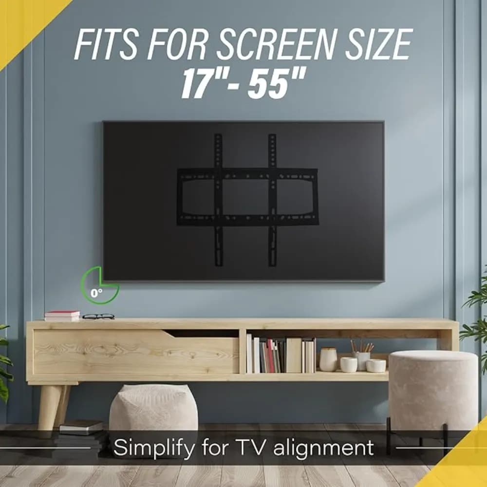 دبليو بي حامل تلفزيون يثبت على الحائط شاشات LED وLCD|مقاس17-55 بوصة| أسود - Modern Electronics