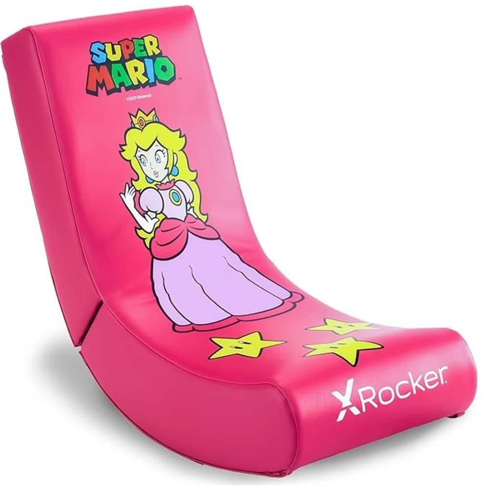 X Rocker Super Mario All-Star Floor Rocker Peach| Nintendo Gaming Chair|foldable|Faux Leather|Pink - Modern Electronics