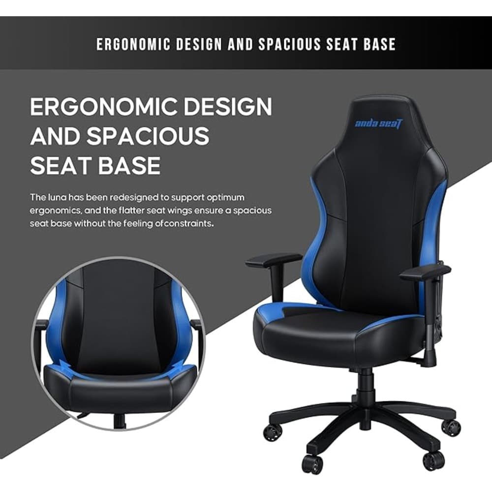 AndaSeat Luna L Gaming Chair Black and Blue - Modern Electronics