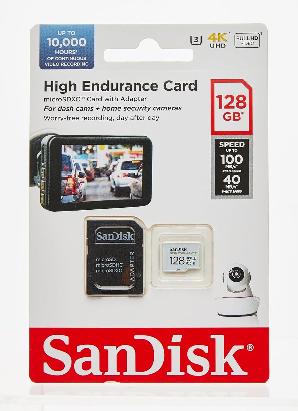 SanDisk 128GB High Endurance Video MicroSDXC Card with Adapter for Dash Cam and Home Monitoring systems - Modern Electronics